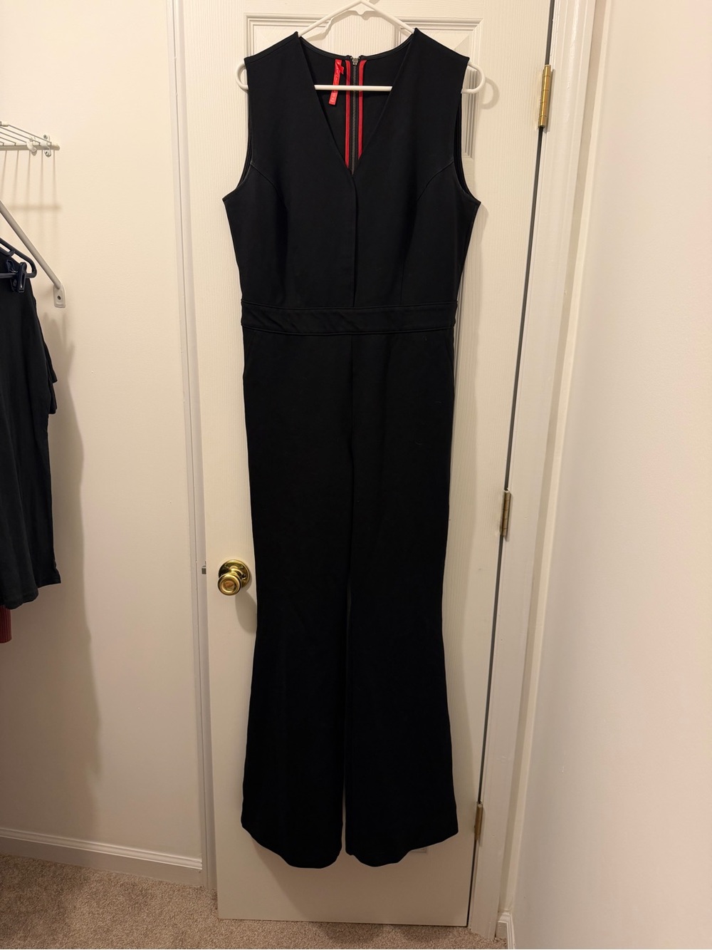 Like New SPANX Black Sleeveless V-Neck Wide-Leg Jumpsuit